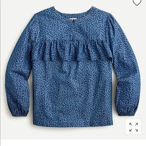 J.Crew Ruffle Front Top in Leopard Chambray